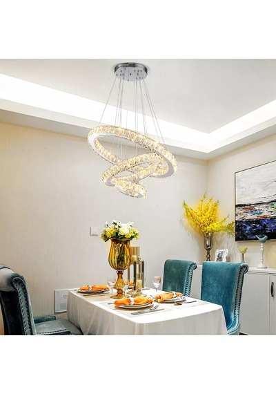 Alfa Kristal Taşlı 40 Lık Led Modern Salon Avize