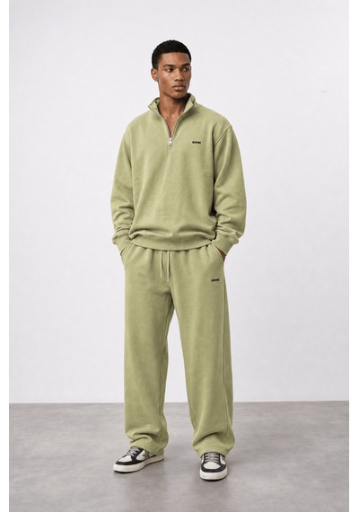Erkek Respire Basic Half Zip Oversize Sweatshirt Küf