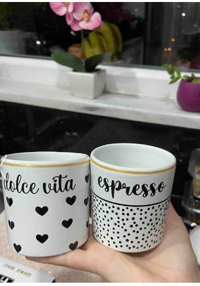 Espresso Yazılı Desenli Espresso, Double Türk Kahvesi Fincanı Kulpsuz Bardak Diğer