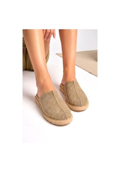 Fox Shoes Y918132902 Bej Süet Önü Kapalı Sabo Terlik