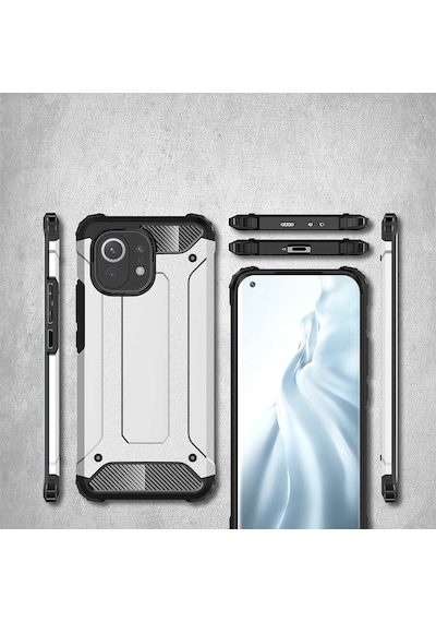 Noktaks - Xiaomi Uyumlu Xiaomi Mi 11 - Kılıf Çift Katman Zırh Tank Crash Military Kapak - Gold