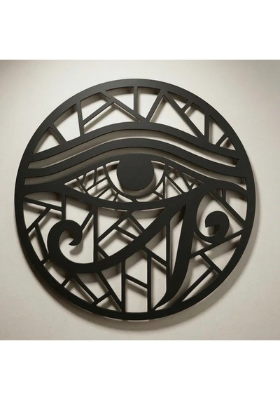 Horus Gözü Duvar Tablosu Mdf Kesim Geometrik Duvar Süsü Eye Of Horus Dekor Açık Gri - Gümüş