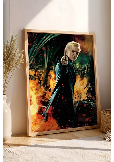 Draco Malfoy Çerçeveli Tablo - Lüks Harry Potter Sinematik Karakter Posteri Duvar Dekoru Alev Temalı Kayın Draco Malfoy Çerçeveli Tablo - Lüks Harry Potter Sinematik Karakter Posteri Duvar Dekoru Alev Temalı Kayın