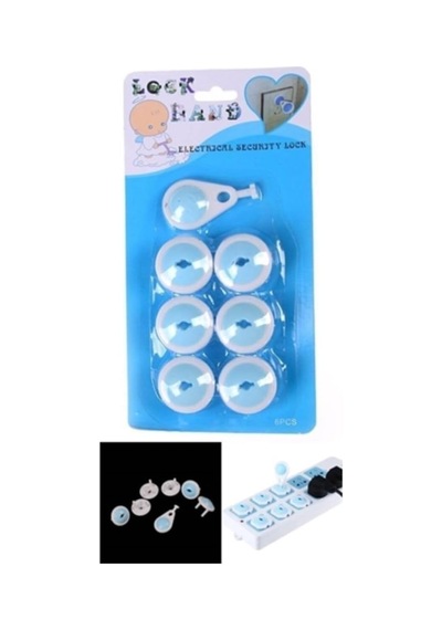 Homecare Anahtarlı Çocuk Koruma Priz Kilidi, 6'lı Set, Karışık Renk