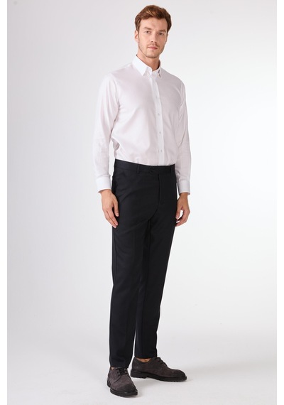 Dufy Koyu Lacivert Armürlü Slim Fit Casual Takım Elbise Lacivert