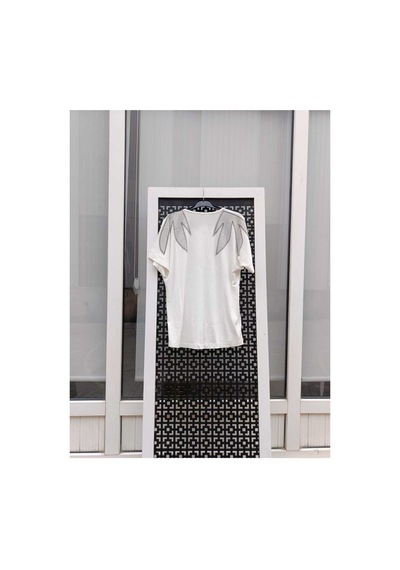 Çınar Boutique Büyük Beden Yaprak Desenli Beyaz Tişört Beyaz Beyaz