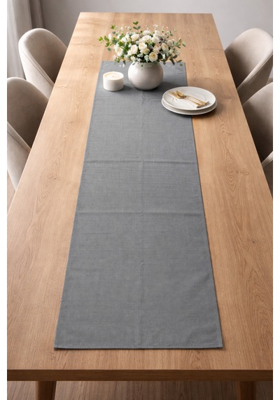 Dekoratif Bohem Runner - Yemek Masası Ve Salon Konsol Örtüsü 50x150 Cm Antrasit