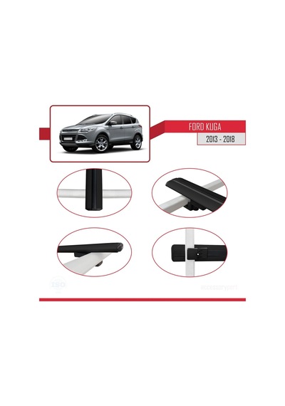 Ford Kuga 2013-2018 Arası İle Uyumlu Basic Model Ara Atkı Tavan Barı Siyah 3 Adet