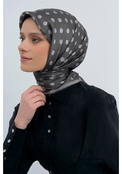 Armine İpek Eşarp 2026 Yaz - 9544-52 Füme Twill