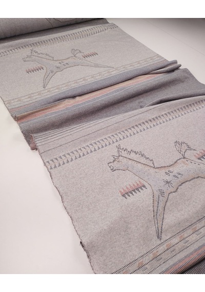Gri Geyik Desenli Panolu Jakarlı İnterlok Kumaş Esnek Yumuşacık Hırkalık & Kazaklık 150x110cm Her Pano -12116