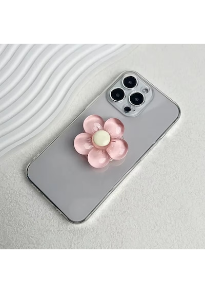 Microcase 3d Çiçek Tasarımlı 3m Yapıştırmalı El Parmak Tutucu Cep Telefonu Tutacağı Popsocket - Al5246 Pembe