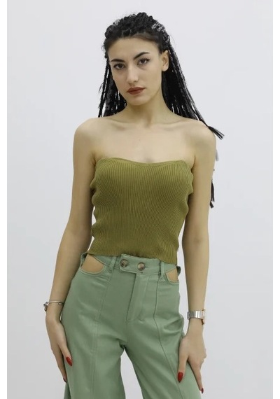 Tarzbu Kadın Likralı Triko Büstiyer Haki P 019895 Çok Renkli