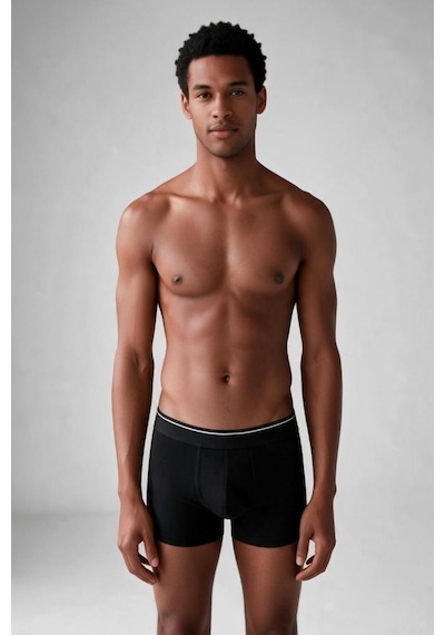 Trendybee Erkek Slim Fit Boxer 5 Adet Paket Likralı Rahat Kesim Özel Kutulu Gri - Siyah