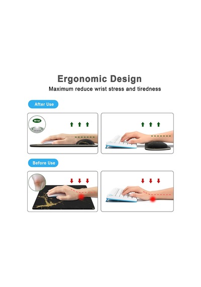 Tr Klavye Bilek Desteği Hafızalı Köpük Ergonomik Mouse Pad Bilgisayar Bilek Destek Seti İle Ev, Ofis İçin Kaymaz K