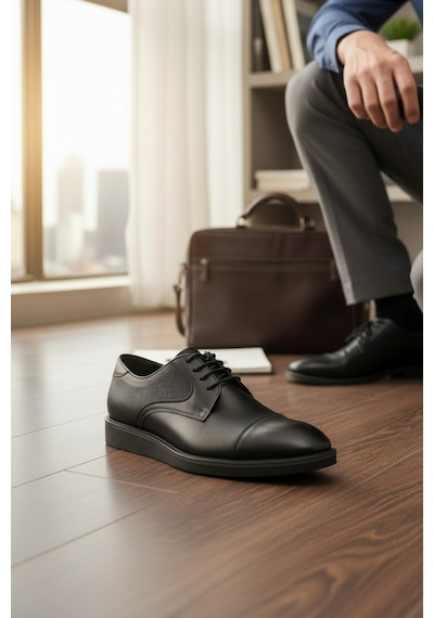 Enoch Erkek Hakiki Deri Klasik Ayakkabı Mikro Delikli Yan Panelli Ve Cap Toe Detaylı Comfort Tabanlı Bağcıklı Model Siyah Enoch Erkek Hakiki Deri Klasik Ayakkabı Mikro Delikli Yan Panelli Ve Cap Toe Detaylı Comfort Tabanlı Bağcıklı Model Siyah