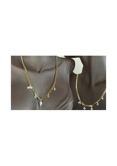 Daphne Çoklu Figür Detaylı Zincir Vintage Retro Kolye Gold