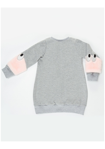 Denokids Mushi Peluş Kollu Kız Elbise Çok Renkli