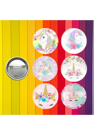 Lisanslı Yaka Çanta Rozeti Unicorn 6lı Paket Pinyata İçi Küçük Hediyelikler Diğer