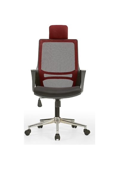 Arya1 Bilgisayar Koltuğu - Ofis - Müdür - Büro - Çalışma Sandalyesi Bordo Siyah Renk Krom Ayaklı Bordo Siyah