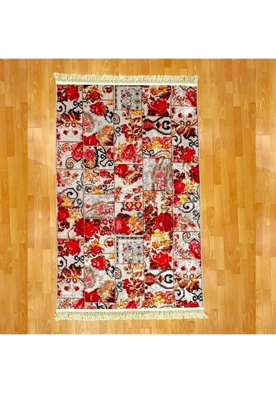 Floral Motifli Karma Desenli 120 X 180 Dijital Baskı Halı Çok Renkli