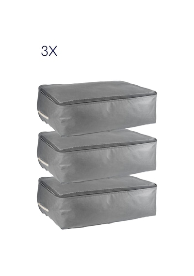 3'lü Set 53x44x20 Cm Home Organizer Çekyat & Baza Altı Düzenleyici Hurç Antrasit