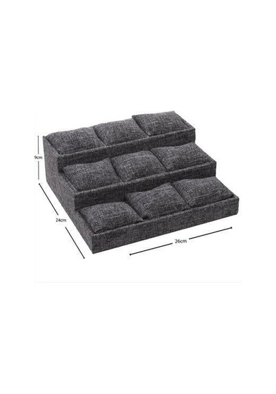 3 - 484 - Basamaklı Keten Kumaş Yastıklı - Nazblsmm - Stand Kırmızı