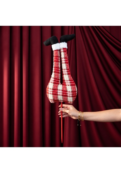 Yılbaşı Süsü Elf Ayakları Ekoseli Çubuklu Kırmızı Beyaz 70 Cm Diğer