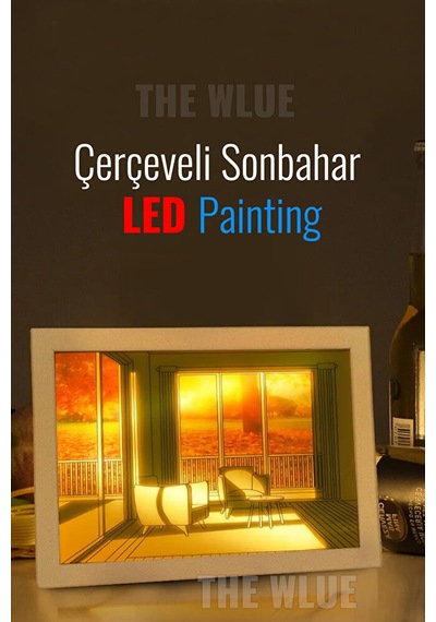 Çerçeveli Led Painting Masa Ve Gece Lambası Sonbahar Ambianslı Ka Diğer