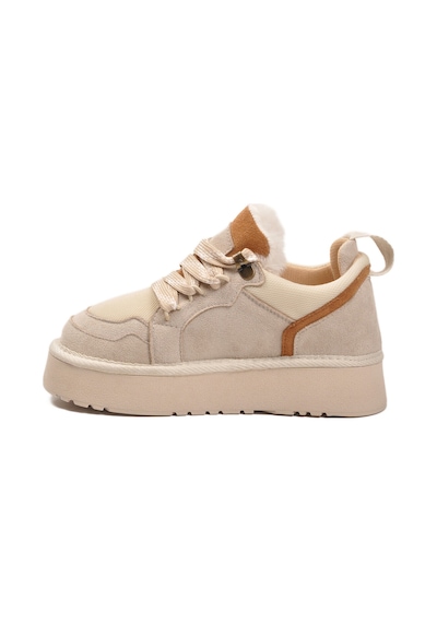 Bej Süet Bağcıklı Unisex Çocuk Spor Ayakkabı 412445 F Bej