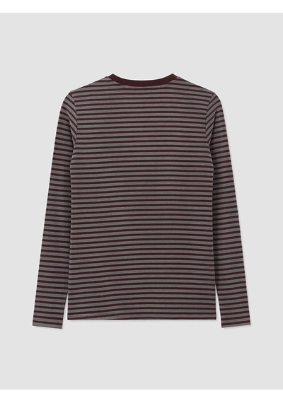 Lcw Everyday Bordo Bisiklet Yaka Çizgili Kadın Body