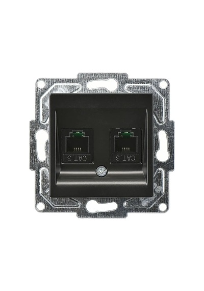 Eqona Radius Neoline İkili Nümeris Telefon Prizi 2 X Cat3 , Metalik Siyah Mekanizma + Tuşkapak