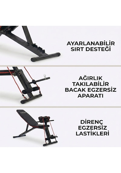 Kochler Çok Fonksiyonlu Egzersiz Sehpası Direnç Lastikli Katlanabilir Bench Sehpası