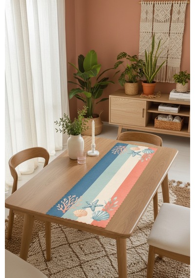 Vivanni Home Yıkanabilir Dikdörtgen Runner Günlük Kullanıma Uygun, Pratik Ve Uzun Ömürlü Deniz Model