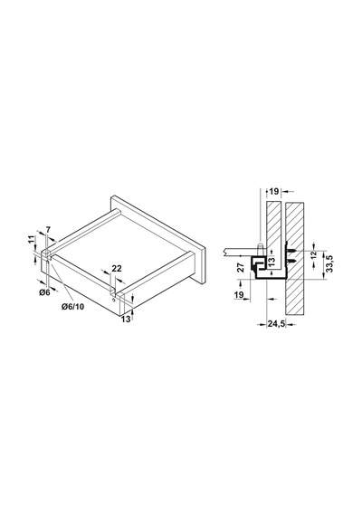 Hafele Pow, Tek Açılım Yavaşlatıcılı Gizli Ray 450mm GRi