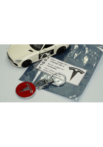 Dk Tesla Uyumlu Logo Model 3 S X Y Kırmızı Metal Çift Yön Anahtarlık