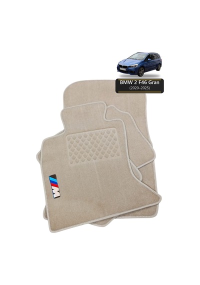 Oto Halı Paspas Seti Bmw 2 F46 Gran 2020 2025 Uyumlu Sport Kaymaz & Şık Tasarım - Bej M Logolu - Tasarım 6