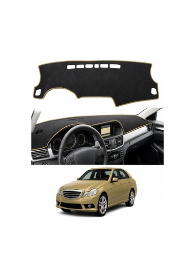 Mercedes-benz - E-serisi W212 2009-2016 Uyumlu Torpido Koruma Kılıfı - Taba Şeritli