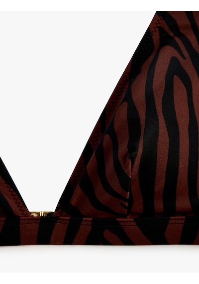 Koton V Yaka Zebra Desenli Bralet Bikini Üstü Kahverengi Desenli 6sak10133mm