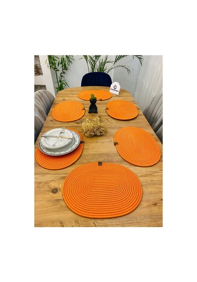Jüt Hasır Amerikan Servis Oval Supla 6 Lı Turuncu Turuncu