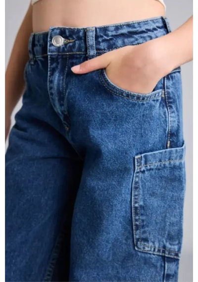 Defacto Baggy Fıt Jean Lacivert Pantolon Kız Çocuk H8896a826aunm34 Mavi-nm34