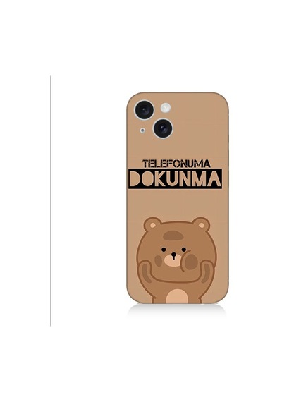 Apple Uyumlu iPhone 15 Telefonuma Dokunma Ayıcık Desenli Silikon Kılıf