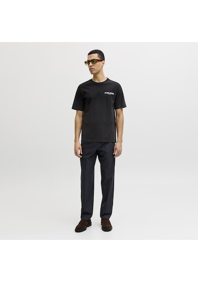 Jack & Jones Erkek Gögüs Baskili Sifir Yaka Kisa Kollu Tisört - Oscar - 12302469 Siyah