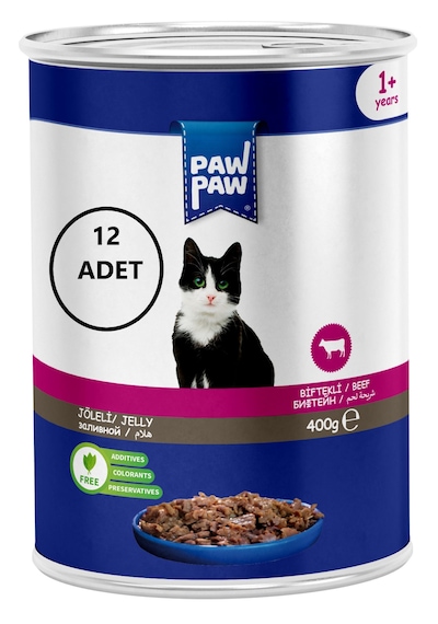 Paw Paw Joleli Biftek Etli Yetişkin Kedi Konservesi 12 x 400 G