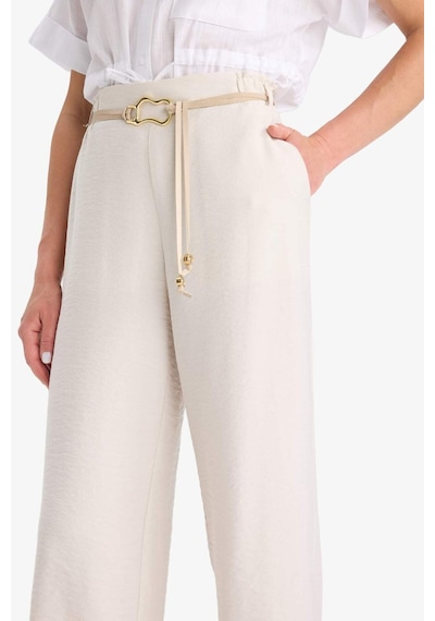 Defacto Crop Fit Kemerli Kapri Pantolon F3421ax25hser37 Ekru