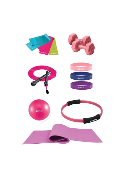 6 Mm Minderli Pilates Seti 12 Parça Evde Spor Ve Pilates Seti Pembe