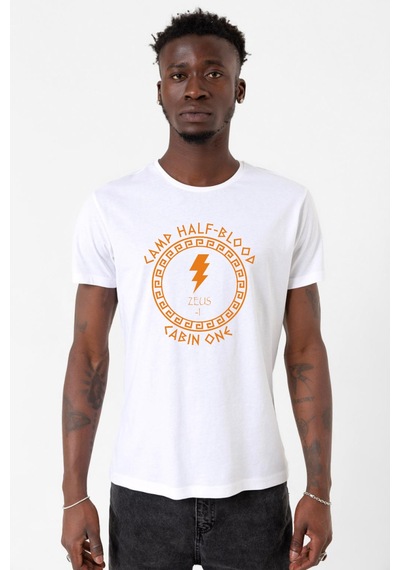 Camp Half Blood Zeus Beyaz Erkek Bisikletyaka Tshirt Çok Renkli