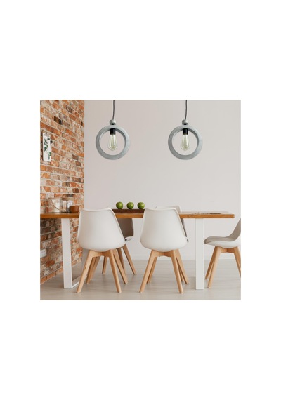 Beton Minimalist Halka Dekoratif Lamba, İskandinav Tasarım, Tavan Aydınlatma Avizesi, Salon Avizesi Gri