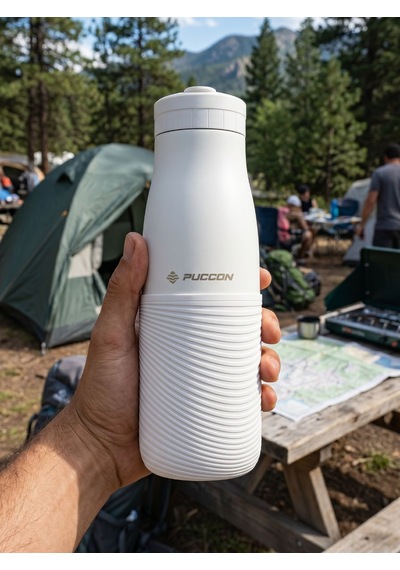Puccon Beyaz 500 Ml Paslanmaz Çelik Termos - Silikon Kaplı Dalga Okul, Günlük, Kamp - 50018
