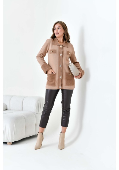 Ftz Women Kadın Pile Detaylı Hırka Camel 20714 Camel