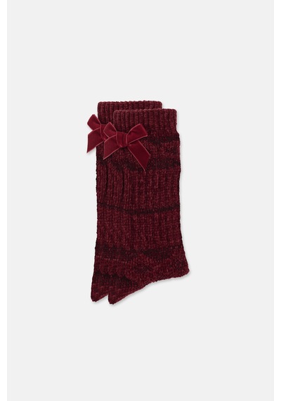 Suwen Fluffy Velvet Ribbon Soket Çorap Wss12010288102 Bordo